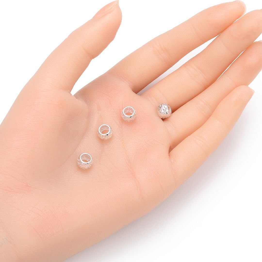 Srebrne metalowe koraliki ze srebra wysokiej próby 8 mm (duży otwór ~ 5 mm) do produkcji biżuterii SS60
