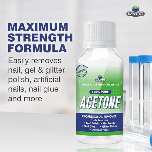 Image of Acetone Liquid Cosmetic Grade 120ml - Nail Polish Remover, Gel & Acrylic Nail Remover, Nail Glue Remover, Dip Powder Removal, Nail Prep Solvent for Manicure, Pedicure & DIY Nail Care