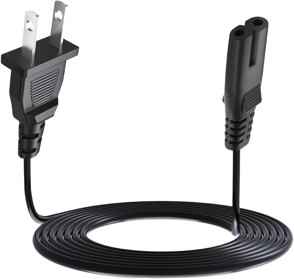 Mini Fridge Power Cord 2 Prong Replacement 6.6 Ft | for Cooluli, AstroAI, Living Enrichment, Koolatron, Frigidaire, Chefman Mini Fridges Electric Lunch Box,Mini Crock Pot