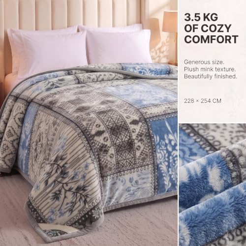Image of BSB HOME 280 GSM Mink Blanket, Premium Soft Warm Cozy Plush Blanket for Double Bed, Ultra Soft Comfortable Winter Bedding, Elegant Printed Blanket, 90 x 100 Inches (229 x 254 cm) - Ash Grey