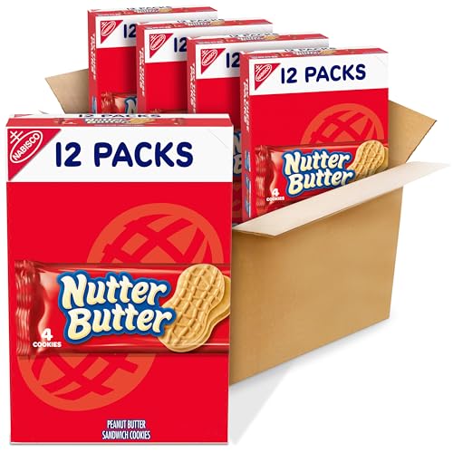 Nutter Butter Peanut Butter Sandwich Cookies, 48 Snack Packs (4 Cookies Per Pack, 4 Boxes)
