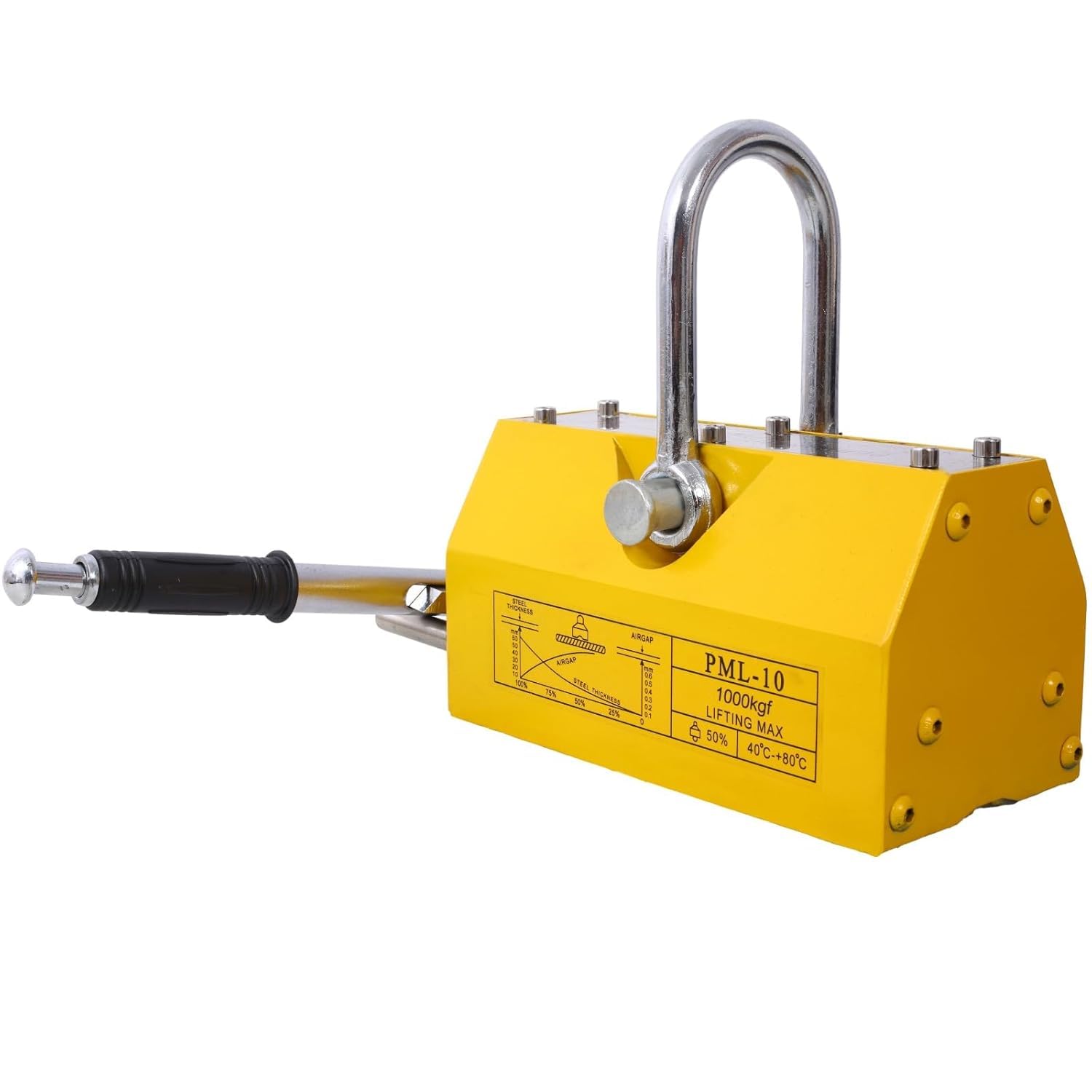 Hochleistungs-permanentmagnetheber Mit Sicherheitsgriff, Industriemagnet Zum Heben Von Stahlplatten Und Rundmaterialien, Starker Halt, Effizientes Werkzeug 2200LBS