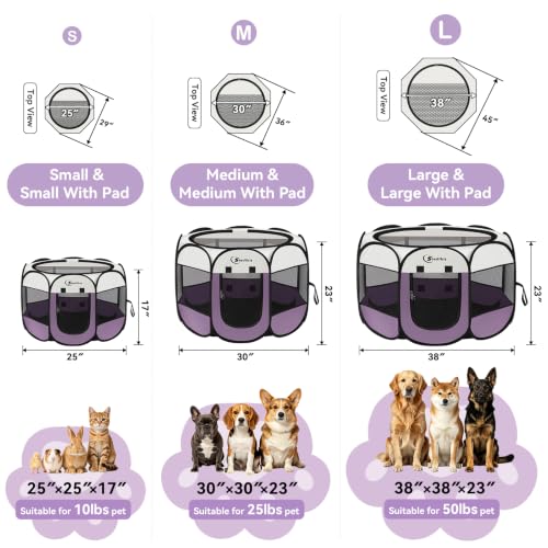 Image of Siedihit Dog Cat Playpen Puppy Pet Crate Tent Cage (Light Purple,Small)