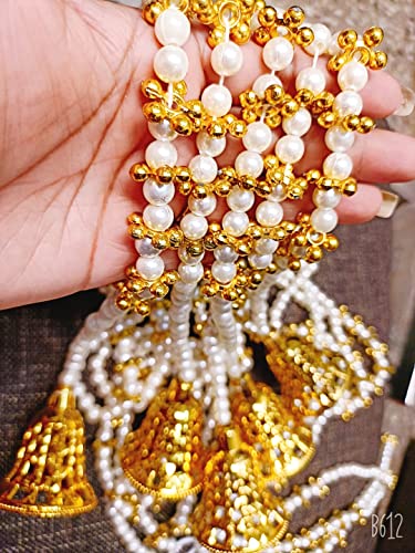 Image of Moti Latkan /Flower for Decoration Garlands for Decoration Toran /Bandhanwar Indian or Wedding & Festivals /Diwali 5 Feet /Set of 6 Mala of Plastic Beads(Off-White)