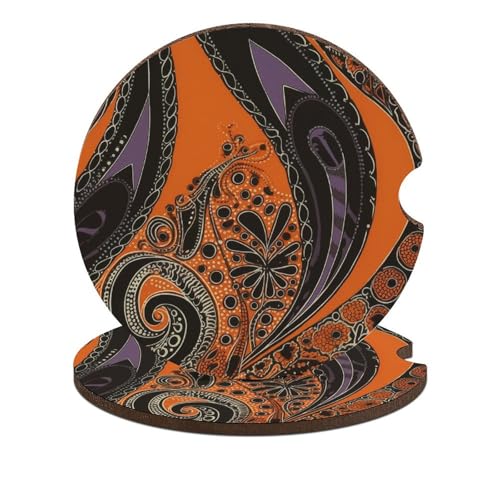 Posavasos para autos 2.6 pulgadas diseño naranja y morado miniatura 1