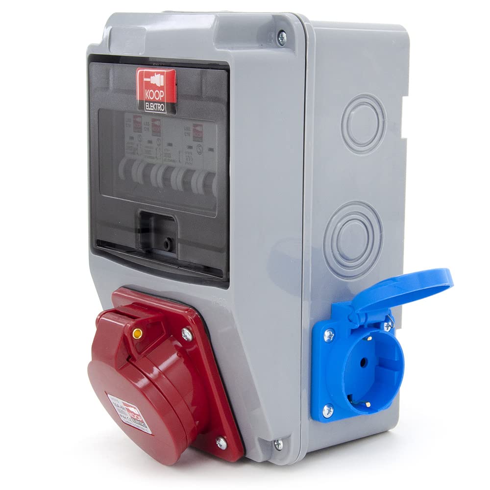 6 moduli distributori di corrente da parete, scatola di distribuzione con 2 x 230 V Schuko + interruttore di protezione del condotto, 2 x LS, 1 x CEE 16 A + LS, cablato, pronto per il