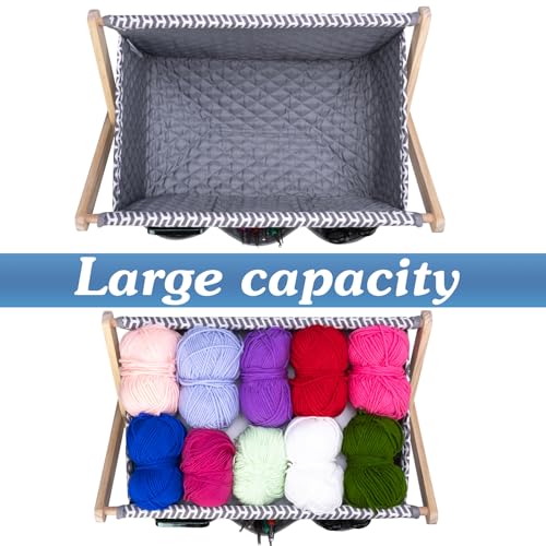Image of Yarn Caddy Large Size Yarn Storage Organizer for Yarn Skeins-Organizer for Crochet Hooks Knitting Needles Other Accessories (Gray-Arrow)(Easy Assembly)