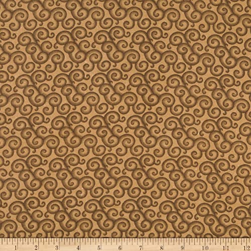 Luxurious Printed Swirl Flannel Fabric in Tan – Extra Wide 100% Cotton for Quilting, Crafts, and Home Decor by Mook Fabrics
