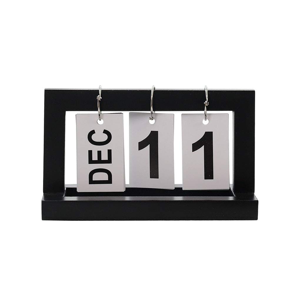 Desktop Calendar 2019， Time Concept Wood Perpetual Block Month Date Display Home Office Decoration