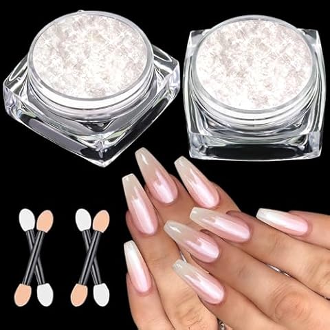 BISHENGYF White Pearl Chrome Nail Powder Cover