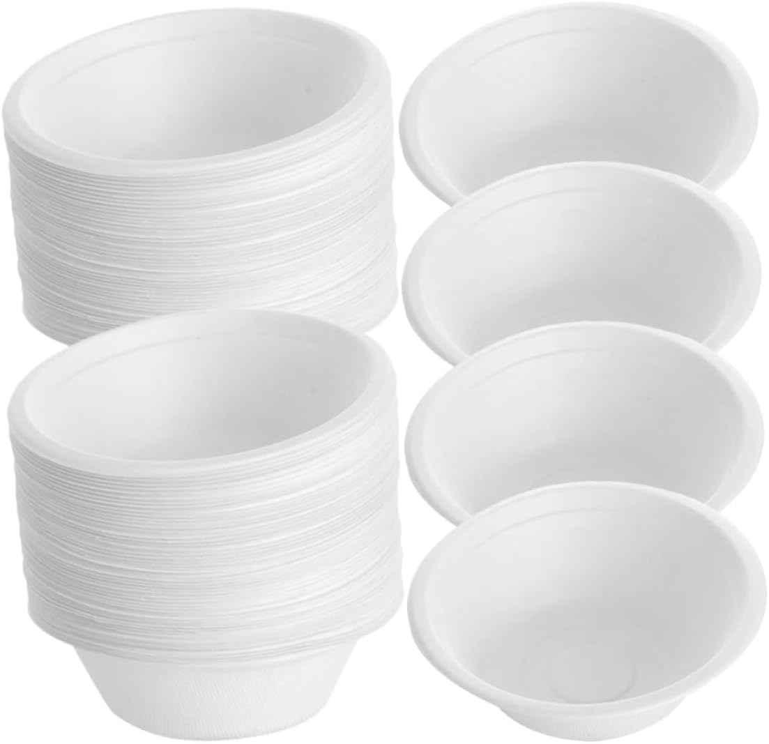 100pcs Disposable Paper Pulp Bowls for Soup Salad and Takeaway Food Bowls for Parties Catering and Home Use