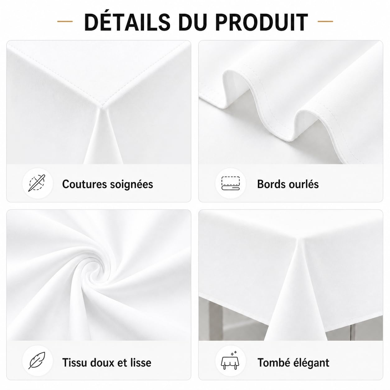 6 manteles rectangulares blancos de 229 x 335 cm, mantel de poliéster, manteles blancos para mesa rectangular impermeable, resistente a las manchas, lavable, en volumen, para bodas, buffet