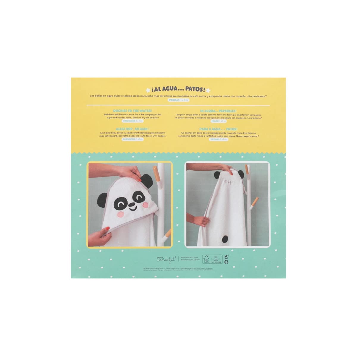 Toalla con Capucha para Baños La Mar De Divertidos - Oso Panda - Mr.Wonderful