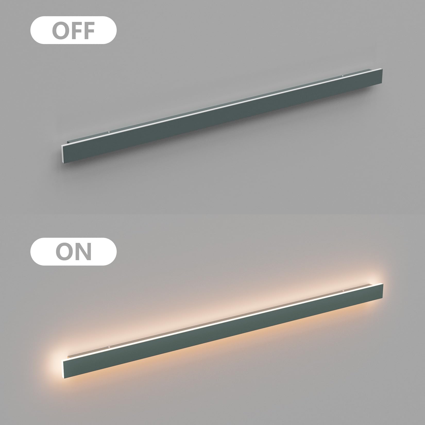 Klighten Lange Wandleuchte LED, Anthrazit Wandlampe Außen/Innen IP65, 35W/120cm Außenwandleuchten, Außenlampe Eisen Acryl, Aussenlampe für Gärten Terrassen Schlafzimmer, Warmes Licht 3000K