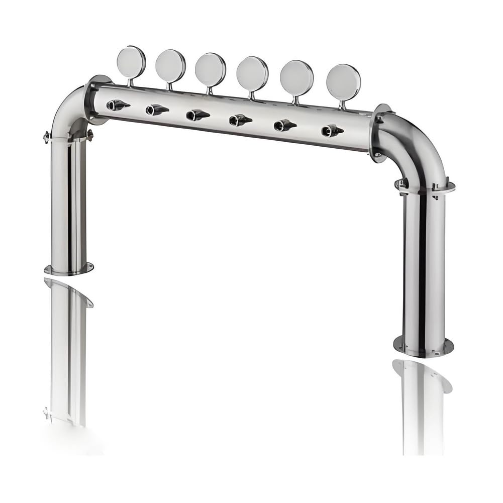 Torreperbirra a 6 rubinetti, Distributore di Birra in Acciaio Inox, per riunioni di Vacanza, Picnic e Banchetti,[a] 6 Holes Silver