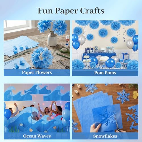 Image of Koogel 330 Sheets Blue Tissue Paper, 14 X 10 inches