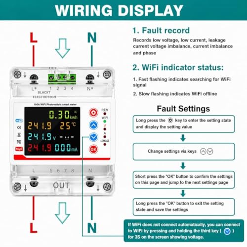 Image of Blackt Electrotech 100 Amps WiFi Bi-Directional Energy Meter (BT710BE) Smart Circuit Breaker with Under /Overcurrent /Delay /Time Control /Leakage Protection inch (Single Phase)