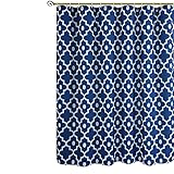 Biscaynebay Extra Long Textured Fabric Shower Curtains 72' Width by 84' Length, Indigo Morocco Pearl Printed Bathroom Curtains Machine Washable