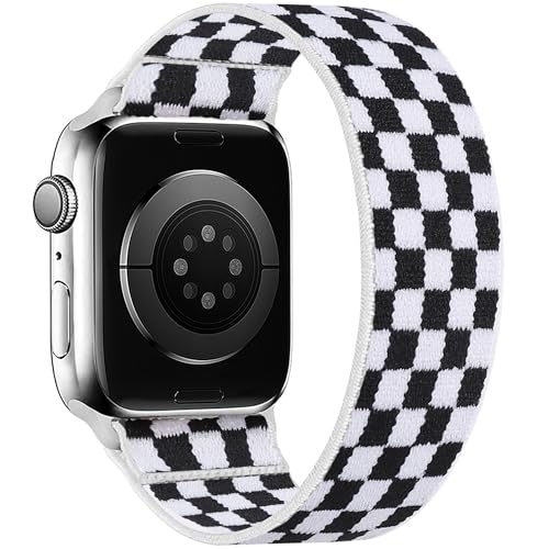 Stretchy Solo Loop Bands Compatible with Apple Watch 40mm 38mm 44mm 42mm 41mm 45mm Braided Elastic Weave Nylon Wristbands Women Men Straps for iWatch Series 7/6/5/4/3/2/1/SE