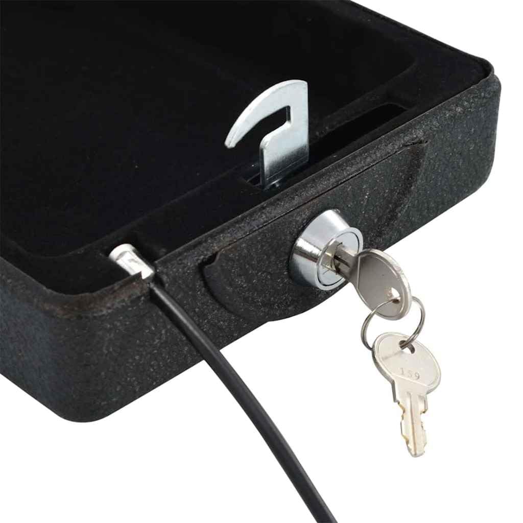 Coffre de voiture en acier avec verrouillage, 22 x 16 x 7 cm, noir, portable et sécurisé pour protéger vos affaires en déplacement