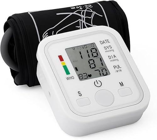 Misuratore di Pressione da Braccio Digitale Automatico – Display LCD ad Alta Precisione, Rilevazione Battito Cardiaco e Frequenza del Polso, Bracciale Regolabile 22-32 cm, Facile da Usare a Casa