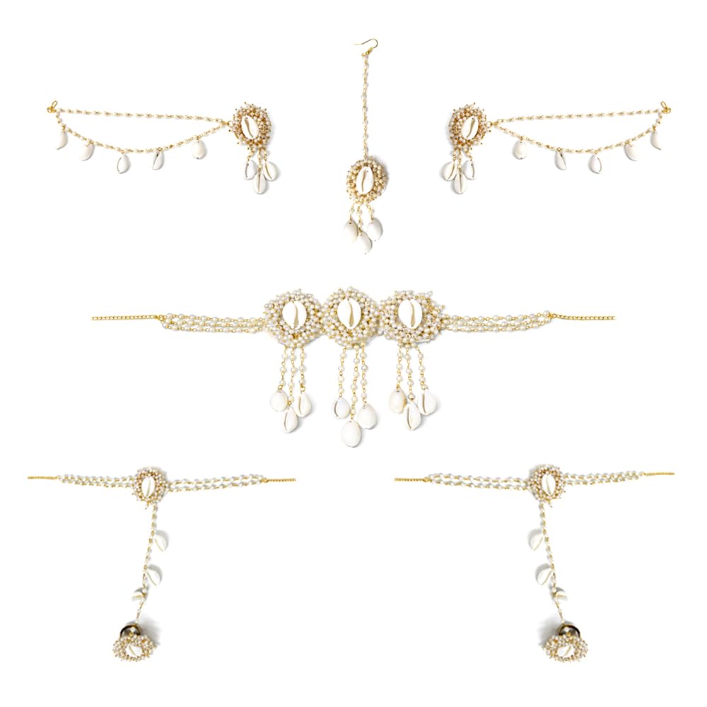 Anuradha Plus Jewellery latest golden finish shimmering beads and kavdi stud Artificial/Handcrafted Moti jewellery/Haldi/M... - Review, Price and Buying Guide