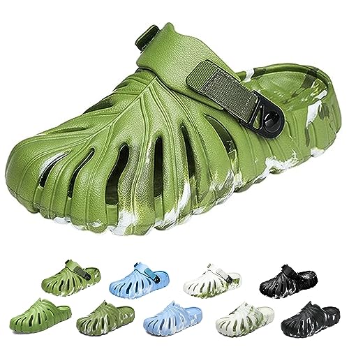 Monstera Slippers, Monstera Leaf Slides, Monstera EVA Thick Sole Pillow Slippers, Non Slip Quick Drying Breathable Beach Monstera Slides for Women Men