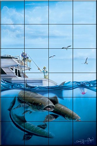 Ceramic Backsplash Tile Mural Sport Kitchen/Bathroom - Cobia Quest -