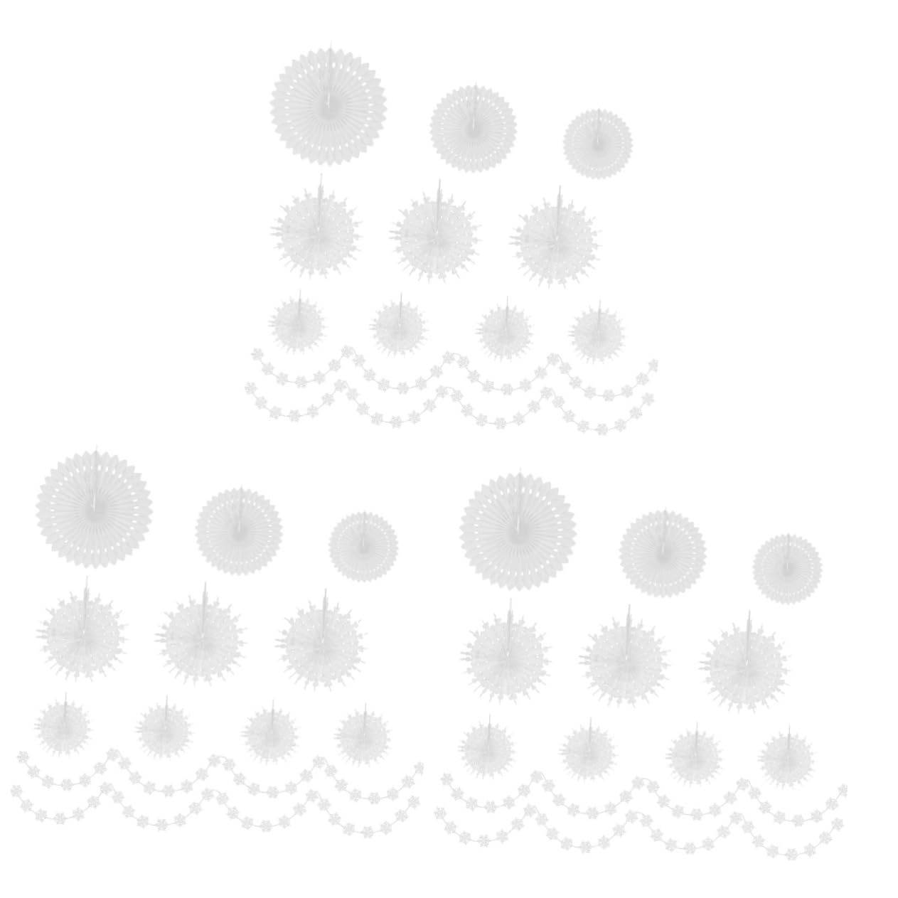 Cabilock 3 Ensembles Ensemble de décoration de Noël Suspension décorative Flocon de Neige éventails en Papier pour la décoration Decoration bibliotheque décoration bibliothèque Ornement 3D