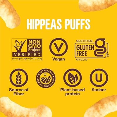 Hippeas Chickpea Puffs, Groovy White Cheddar, 1.5 Ounce (Pack of 1), 6g Protein, 4g Fiber, Vegan, Gluten-Free, Crunchy, Plant Protein Snacks