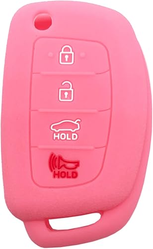 Miniatura 4 de Funda protectora de silicona para llavero para Hyundai Sonata Santa Fe, entrada sin llave, control remoto, llavero (rosa + negro)