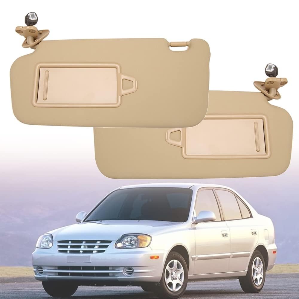 Visera Parasol Interior para Hyundai Accent 2006-2010, Parasol Interior para Coche Visera con Espejo Lado del Conductor Lado del Pasajero Izquierda Bien Reemplazo 852101E860XU,Right-Beige