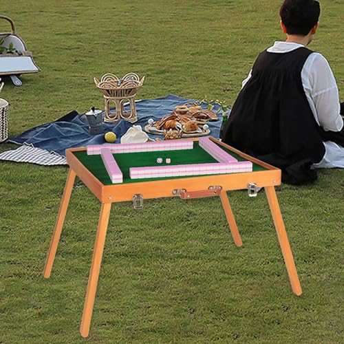 Colaxi Mahjong Tiles Set con mesa plegable y 144 piezas miniatura 6