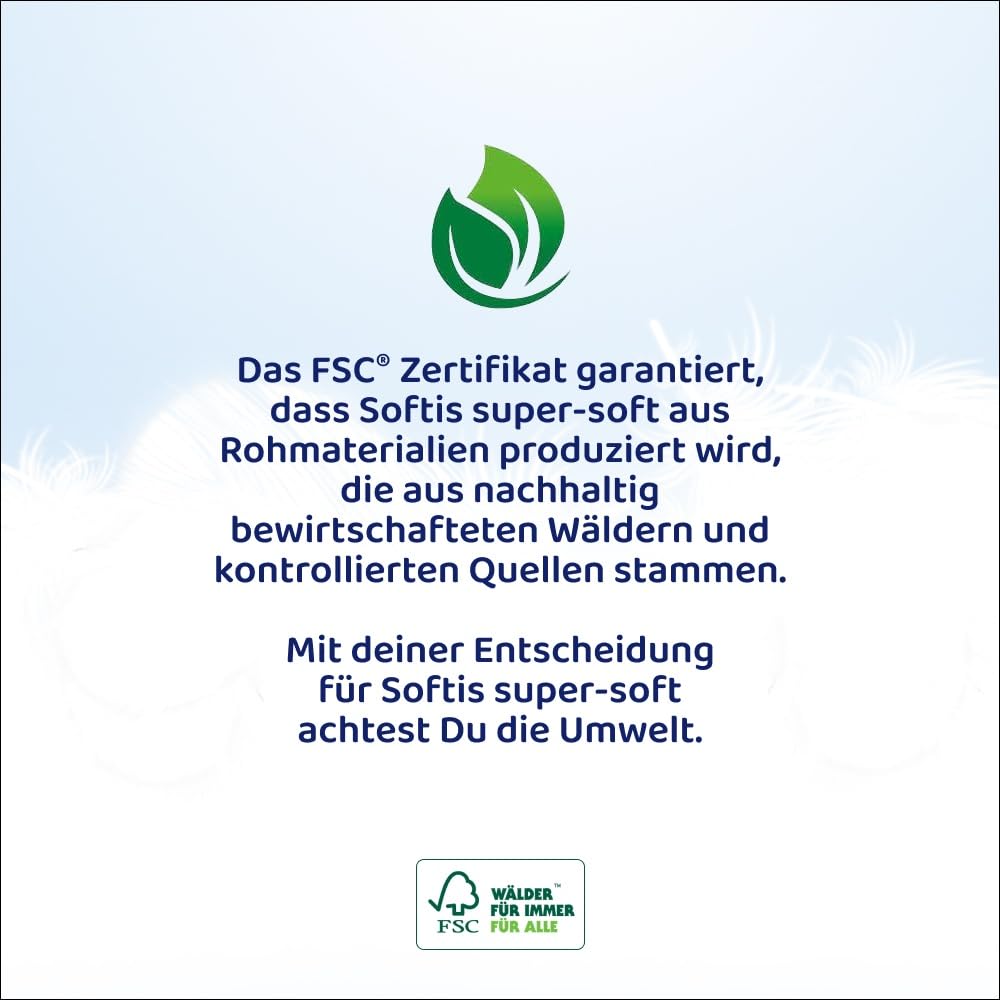 Softis 4-lagiges Toilettenpapier | 45 Rollen-Packung (5 x 9 Einzelpackungen) | 100 Blatt pro Rolle | Einzigartiges Softkammer-System | Recyclebare Verpackung | FSC-zertifiziertes Papier