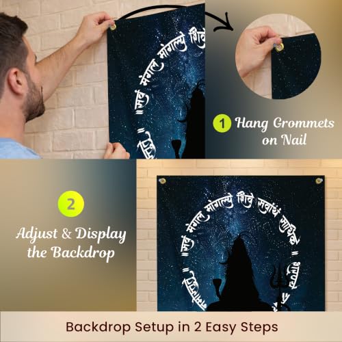 Image of Special You Back Drop Curtain for Decoration with Shiv Ji Backdrop (5x4Ft) for Home Decoration Items for Living Room, Wall Decor Items, Mandir Decorations Items for Home