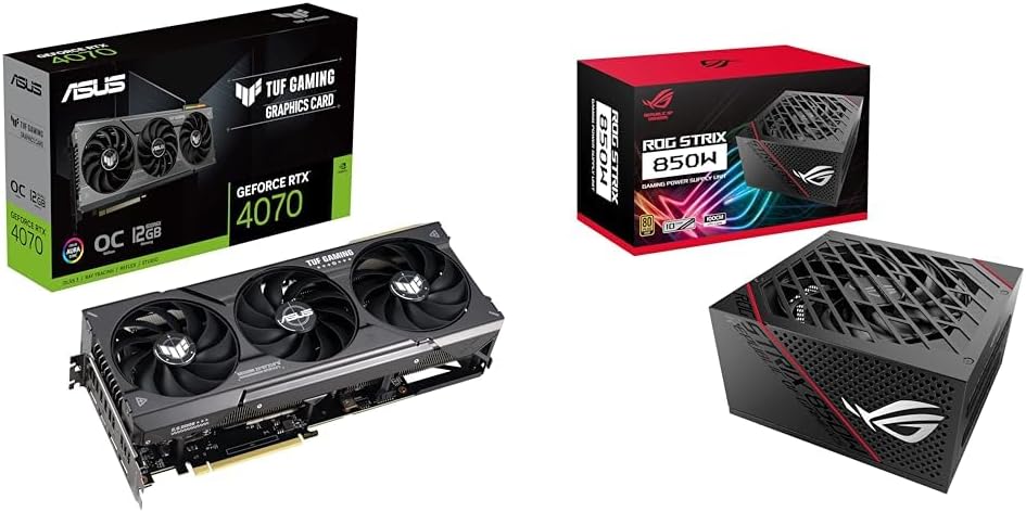 ASUS TUF Gaming NVIDIA GeForce RTX™ 4070 OC Edition Gaming Graphics Card ROG STRIX 850W Gold PSU Bundle