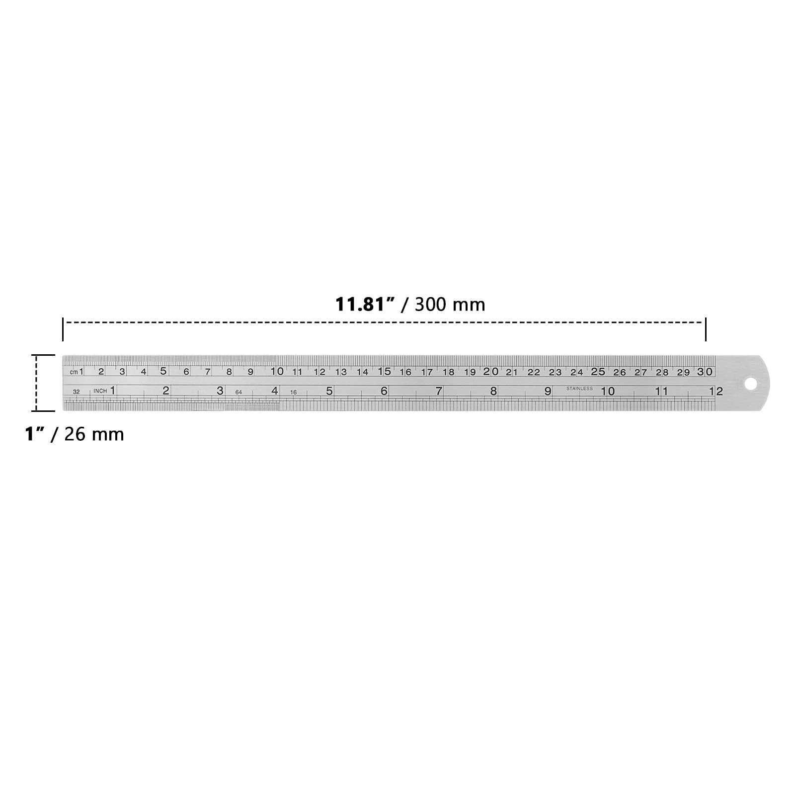 ZOENHOU 20 PCS 12 Inch Stainless Steel Ruler - Image 2