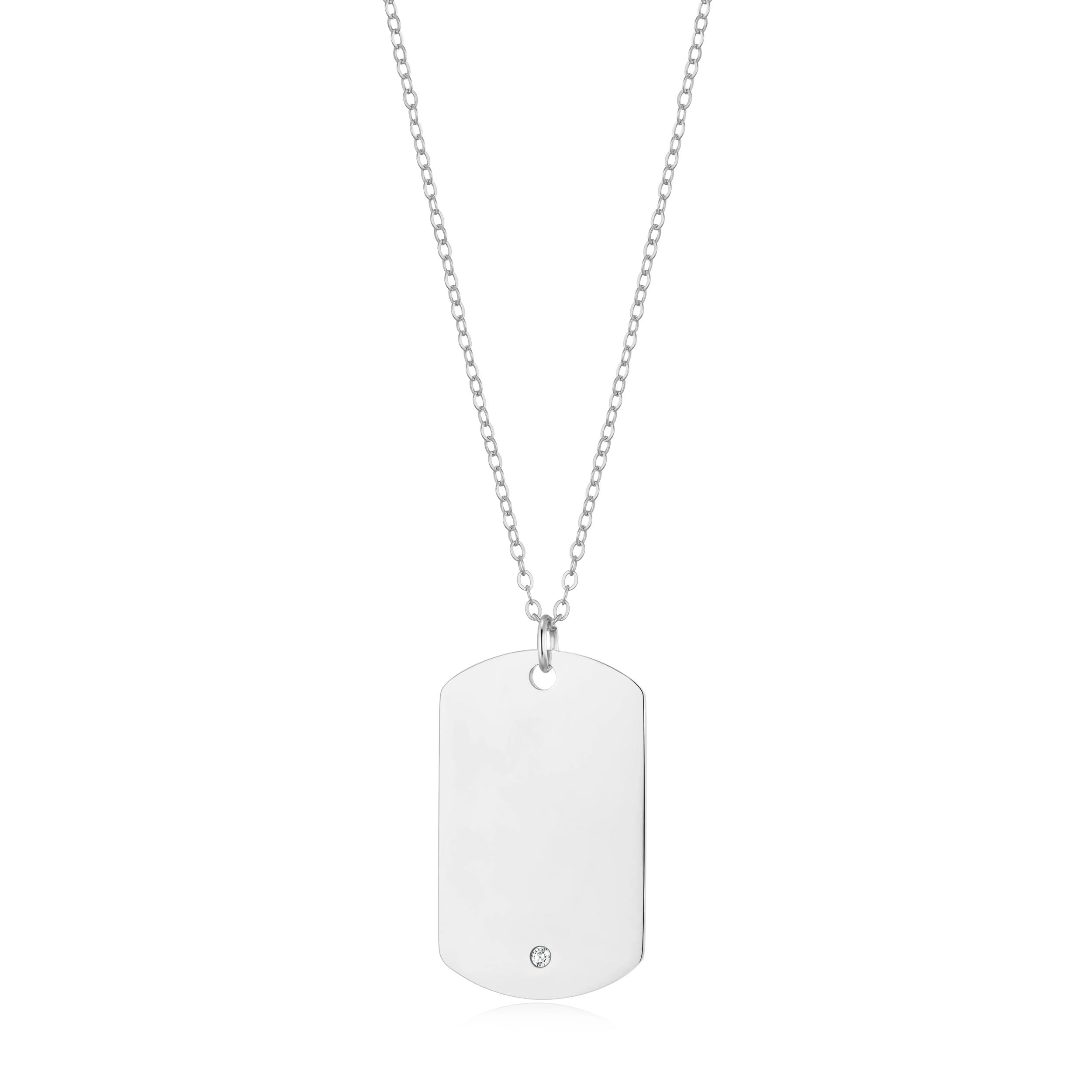 Philip JonesMen's Stainless Steel Dog Tag Necklace Created with Zircondia® Crystals