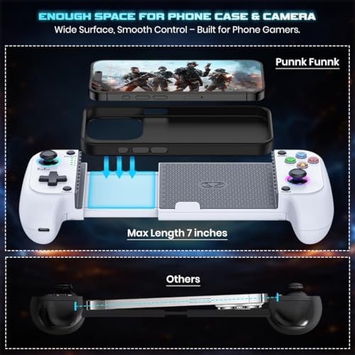 Image of PunnkFunnk Gaming Controller Lite Wireless Bluetooth Gamepad for Android, iOS, PC & Smart TV with Turbo Function, Ergonomic Grip, Rechargeable Battery (GX Pro White)