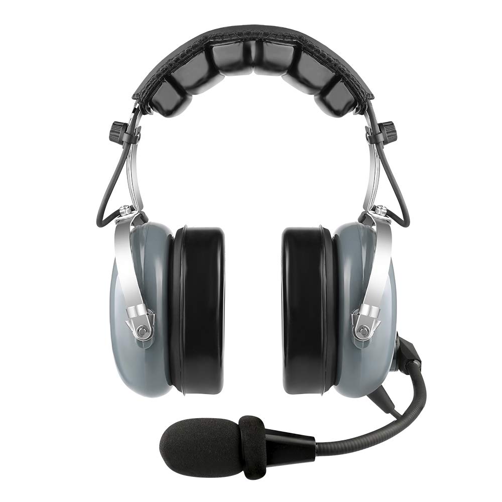 Cuffie da Aviatore PNR Avionica per Piloti, Riduzione Passiva Rumore, Custodia, Grigio, 10x20x13 cm