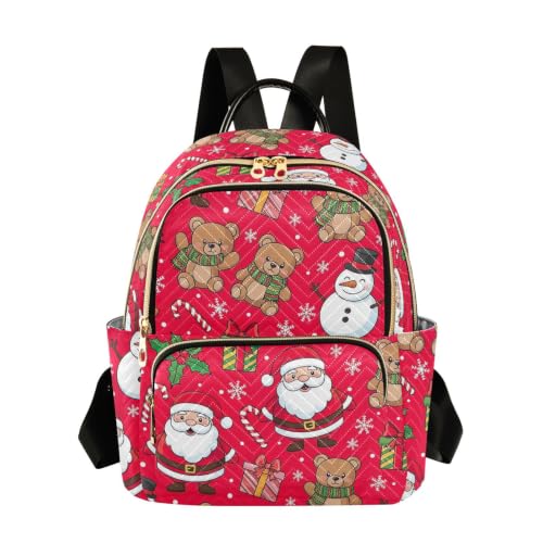 Sac à dos de jour rouge mignon de Noël pour femme au style matelassé unique en taille Medium