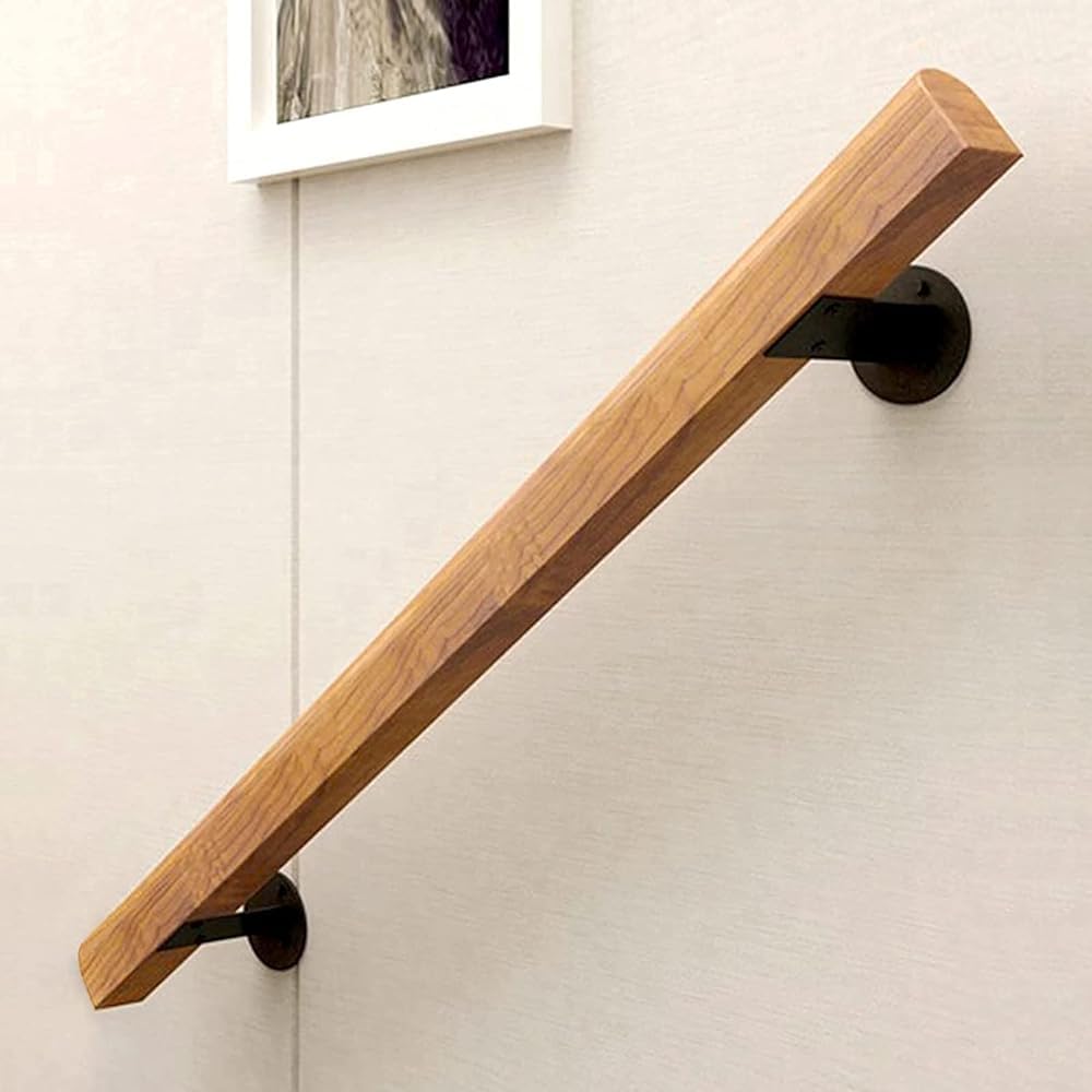 Lqsybhd Girls Wood En Stair Handrails, Indoor Anti-Slip Safety Stair Railing, Attic Stair Decoration Banister, Corridor Support Rods, Wall Handrail With Brackets For Elderly & Children(Size:100cm/3.3Ft)