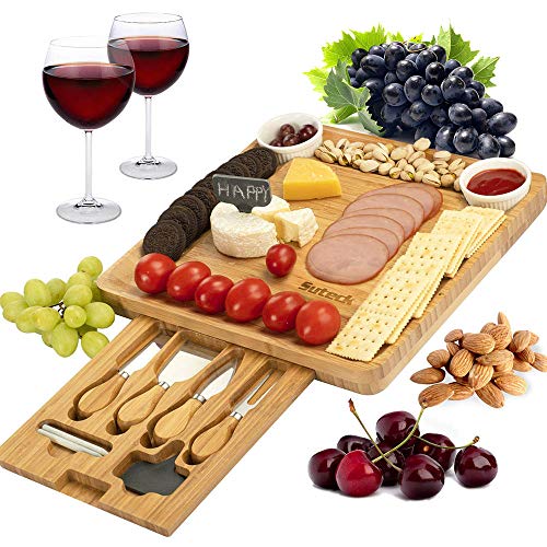 Party Slate Bamboo Cheese Board Charcuterie Platter Board Set Cheese And Meat Boards
