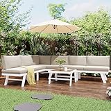 YESGIGA Juego de salón de jardín de aluminio, juego de muebles de jardín para 5-6 personas, estructura de aluminio con patas protectoras (blanco)