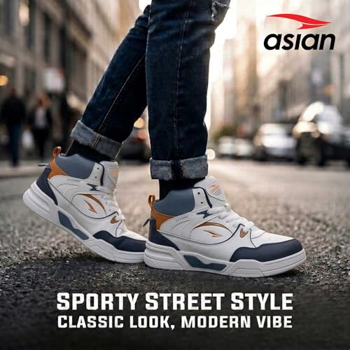 Image of ASIAN Tango-11 Men's High Top Sneakers | Stylish & Lightweight Lace-Up Shoes | Cushioned Sports Sneakers for Men | Ideal for Casual, Daily Use & Travel