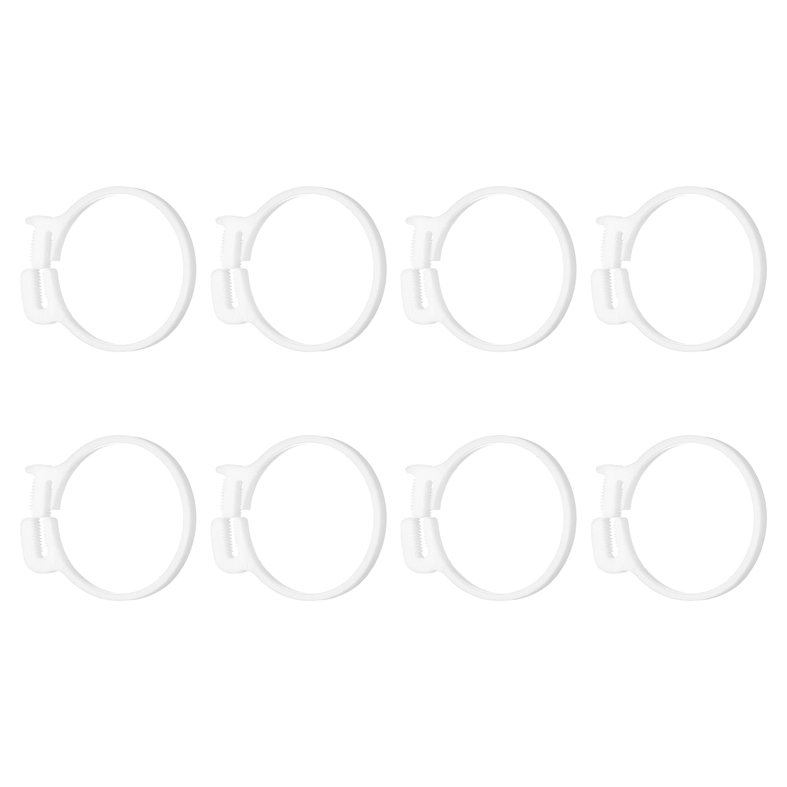 sourcing map 8pcs Double Snap Grip 56-62mm Heavy Duty Plastic Hose Clamps Ratcheting Adjustable Clamps Kit for Plumbing Automotive Fuel Line, White — image 1
