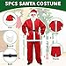 LYFETC 5-teiliges Weihnachtsmann Upgraded Kostüm für Herren in Übergrößen | Komplettset mit Mantel, Hose, Hut, Bart & Gürtel | Santa Claus Nikolauskostüm aus Vlies für Weihnachtsfeier