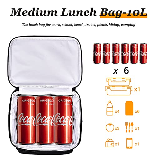 Jtx Insulated Lunch Bag For Women, Portable Cooler Lunch Box For Office Work/School/ Picnic Beach, With Adjustable Shoulder Strap For Women Men Adult Kids (Black) #TOP2