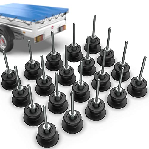 Tarpofix Crochets pour bâches rondes avec rivets de remorque (20 pcs) | Crochets de bandage en plastique dur | Boutons de banque de voiture