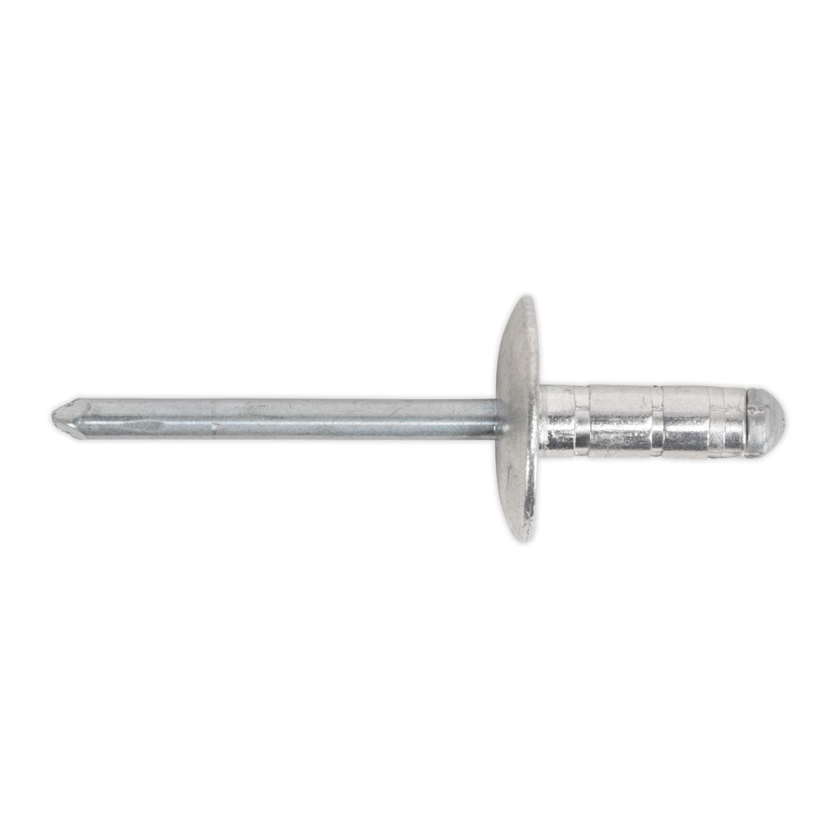 Sealey Rm4827l Aluminium Multi-Grip Rivet Large Flange Ø4.8 X 27Mm Pack Of 100
